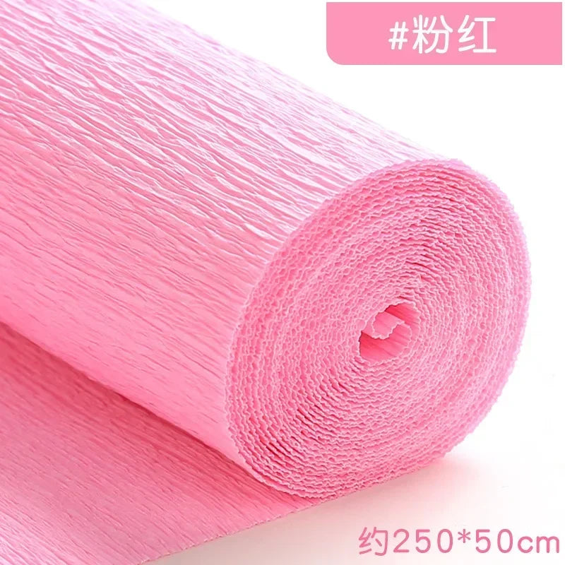 1Pcs 50x250cm Colored Crepe Paper Craft DIY Flowers Decoration Gift Wrapping Paper Craft Roll Origami Handmade Crinkled Paper