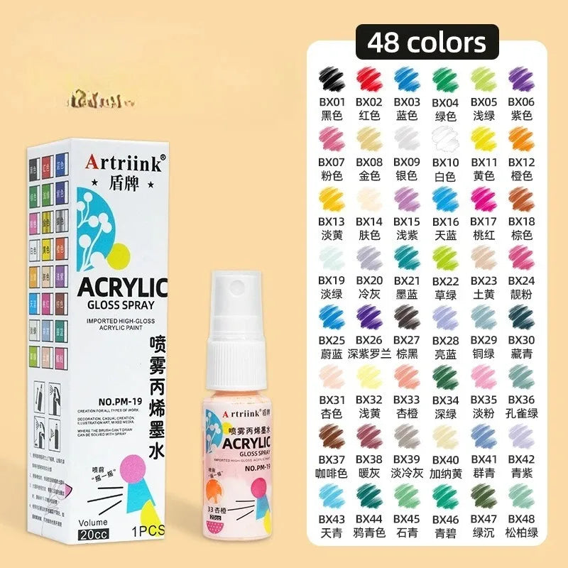 12/18/24/36/48-color Acrylic Spray Paint Waterproof UV-resistant DIY Clothing Recoloring Wall Painting Graffiti Self-spraying