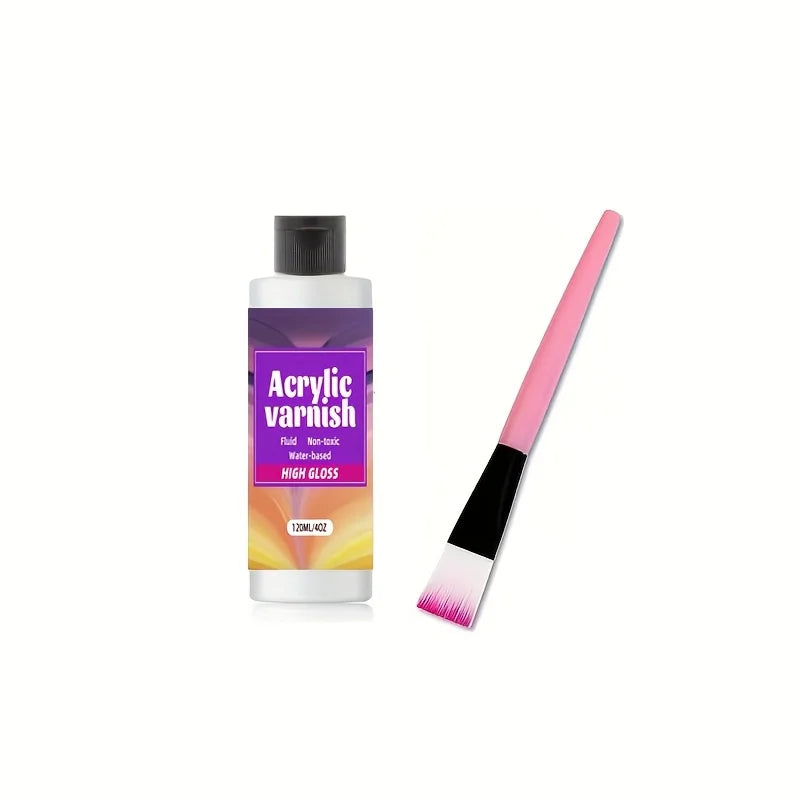 1pc 60/120/200ML High Gloss Acrylic Varnish Non-toxic Water-based Non-Yellowing Gloss Varnish DIY Crafts Protective Coating