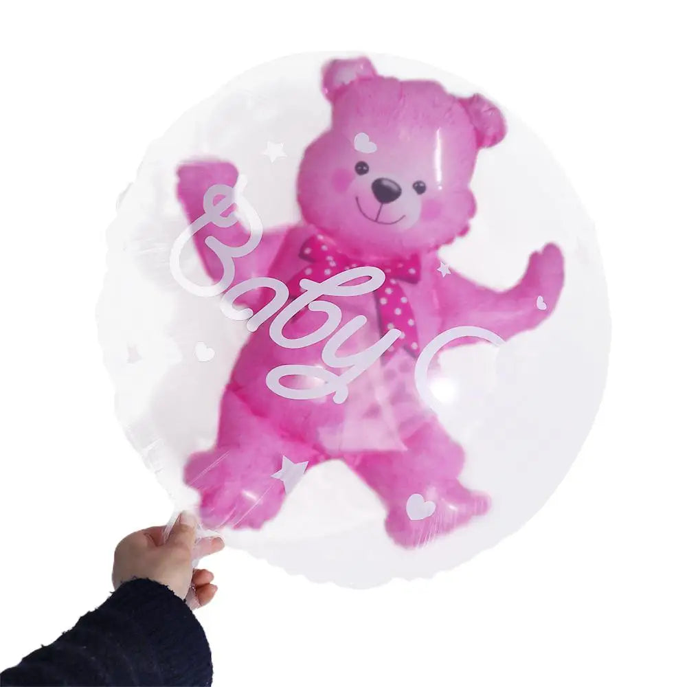 Decoration Gender Reveal Double Bubble 4D Baby Boy Girl Foil Bear Balloons Globos Party Supplies