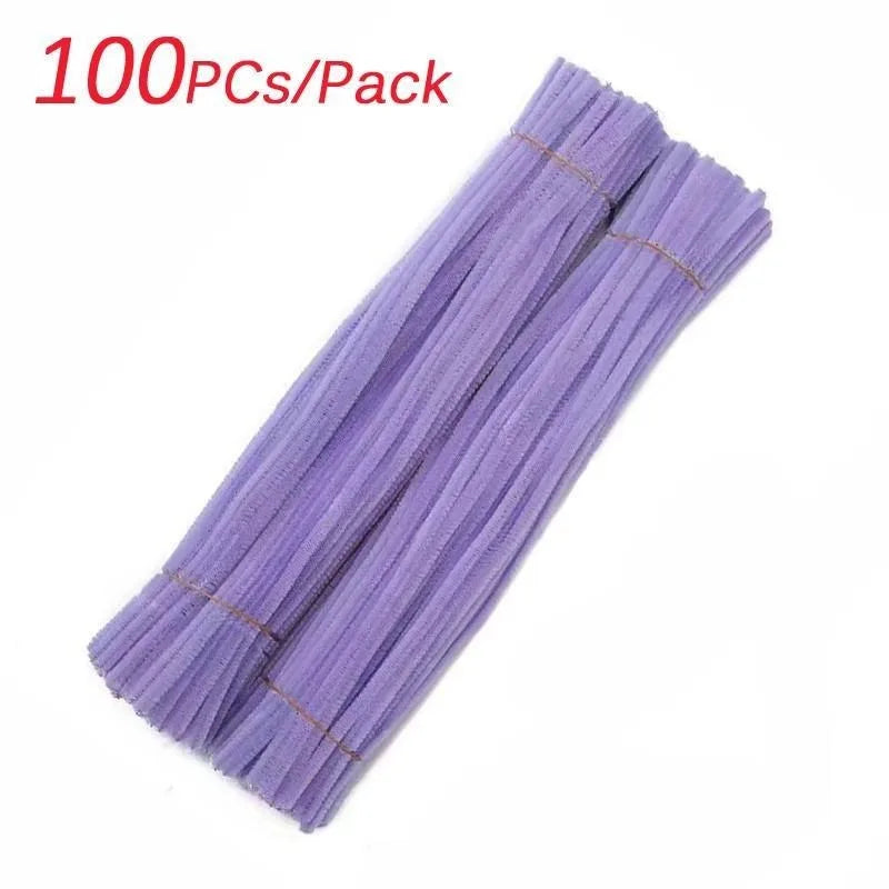 100Pcs Chenille Stems Toys DIY Strips Twist Bar Creative Leisure Hobby Diy Plush Stem Twisted Stick Handmade Material