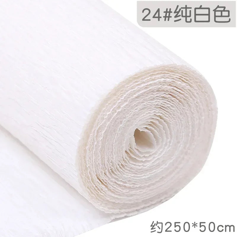 1Pcs 50x250cm Colored Crepe Paper Craft DIY Flowers Decoration Gift Wrapping Paper Craft Roll Origami Handmade Crinkled Paper