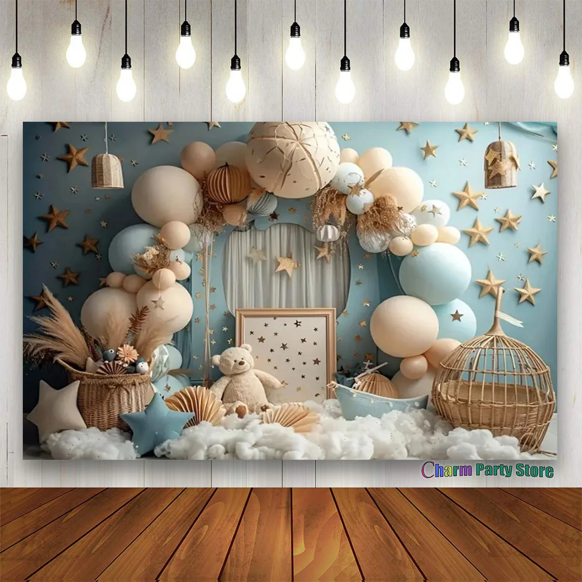 Teddy Bear Colorful Balloons 1st Birthday Backdrop Kids Gifts Baby Shower Oh Baby Background for Photography  Photo Props Studio