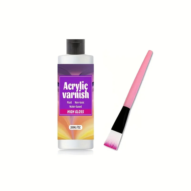 1pc 60/120/200ML High Gloss Acrylic Varnish Non-toxic Water-based Non-Yellowing Gloss Varnish DIY Crafts Protective Coating