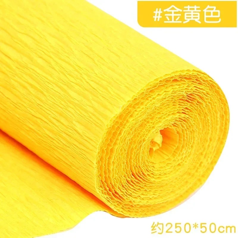 1Pcs 50x250cm Colored Crepe Paper Craft DIY Flowers Decoration Gift Wrapping Paper Craft Roll Origami Handmade Crinkled Paper