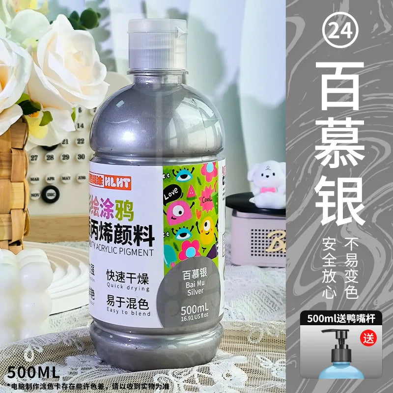 300ml/500ml Acrylic Pigment Macaron Color Long-lasting Color Not Easy To Fade for Stone Canvas Glass Wood Painting Graffiti