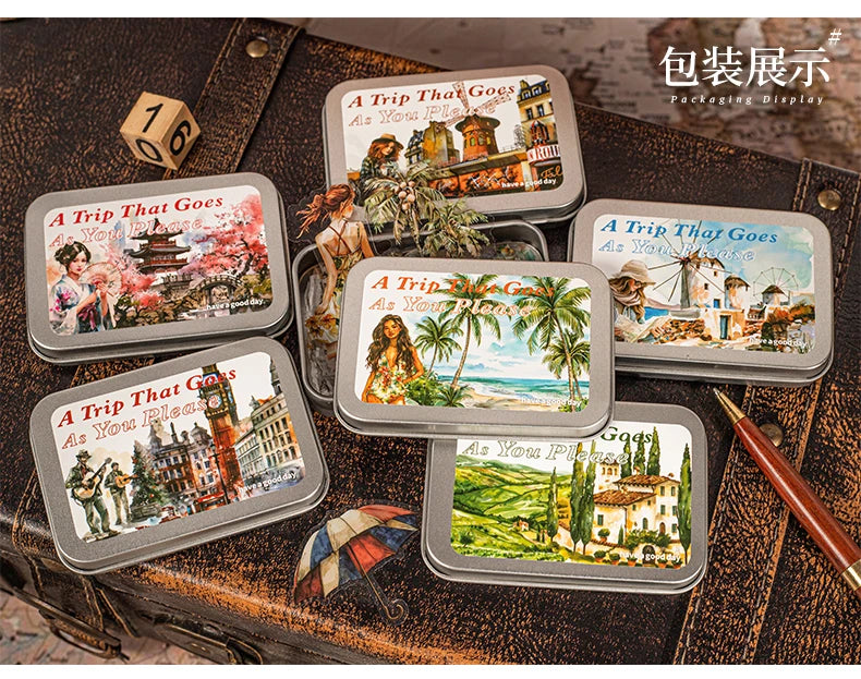 50pcs，Travel Scenery Themed Stickers Pack, Scrapbook Stickers，Perfect for Notebook Phone Case Diary Deco，Stationery  Supplies