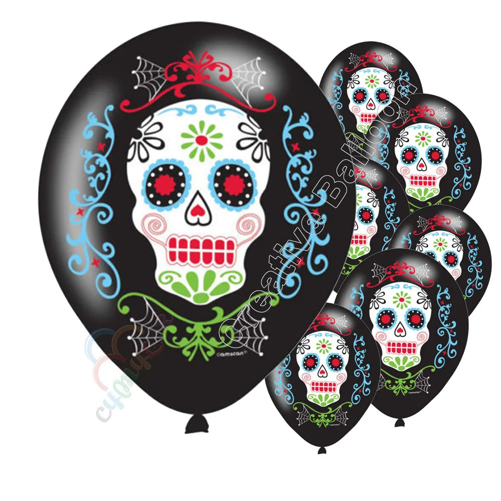 Mexican Day of the Dead Balloon, Skull Latex Balloon,10pcs