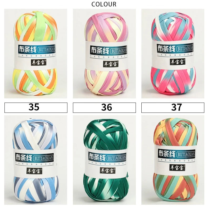 100g T Shirt Knitting Yarn For Crochet Bag Hat Slippers Coaster Blanket Thread Soft Polyester Woven Yarn Thick Soft Cloth Yarn