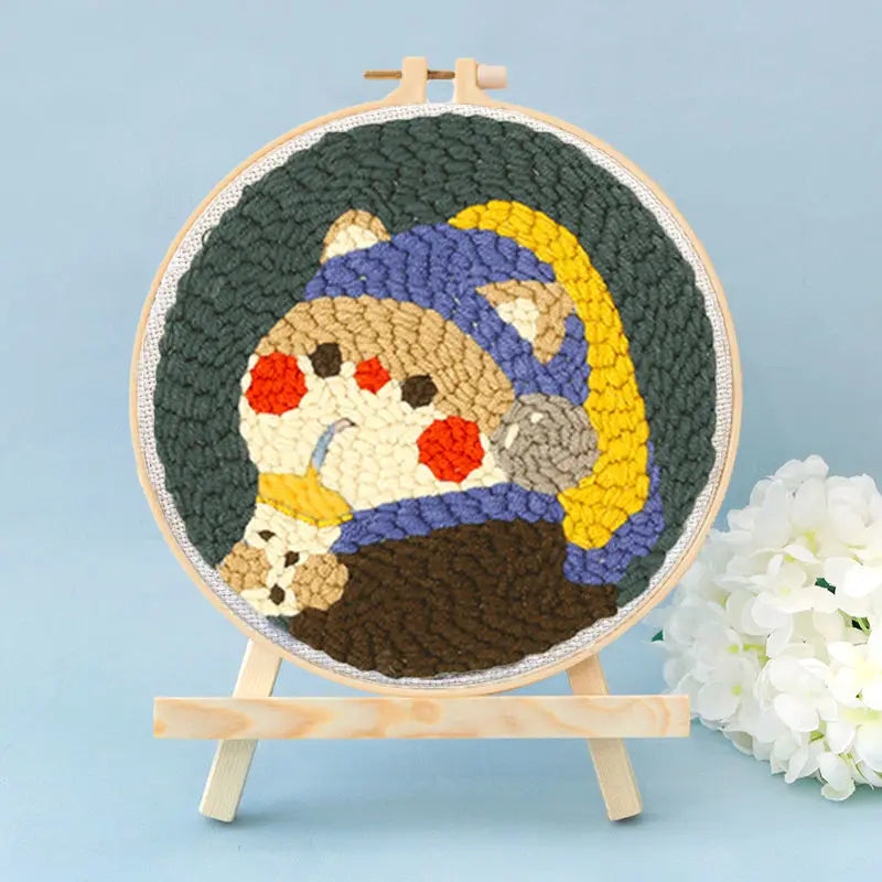 DIY Embroidery Kit Cartoon Punch Needle Stitching Craft Set Pattern Printed Needlework Cross Stitch Sewing Painting Home Decor