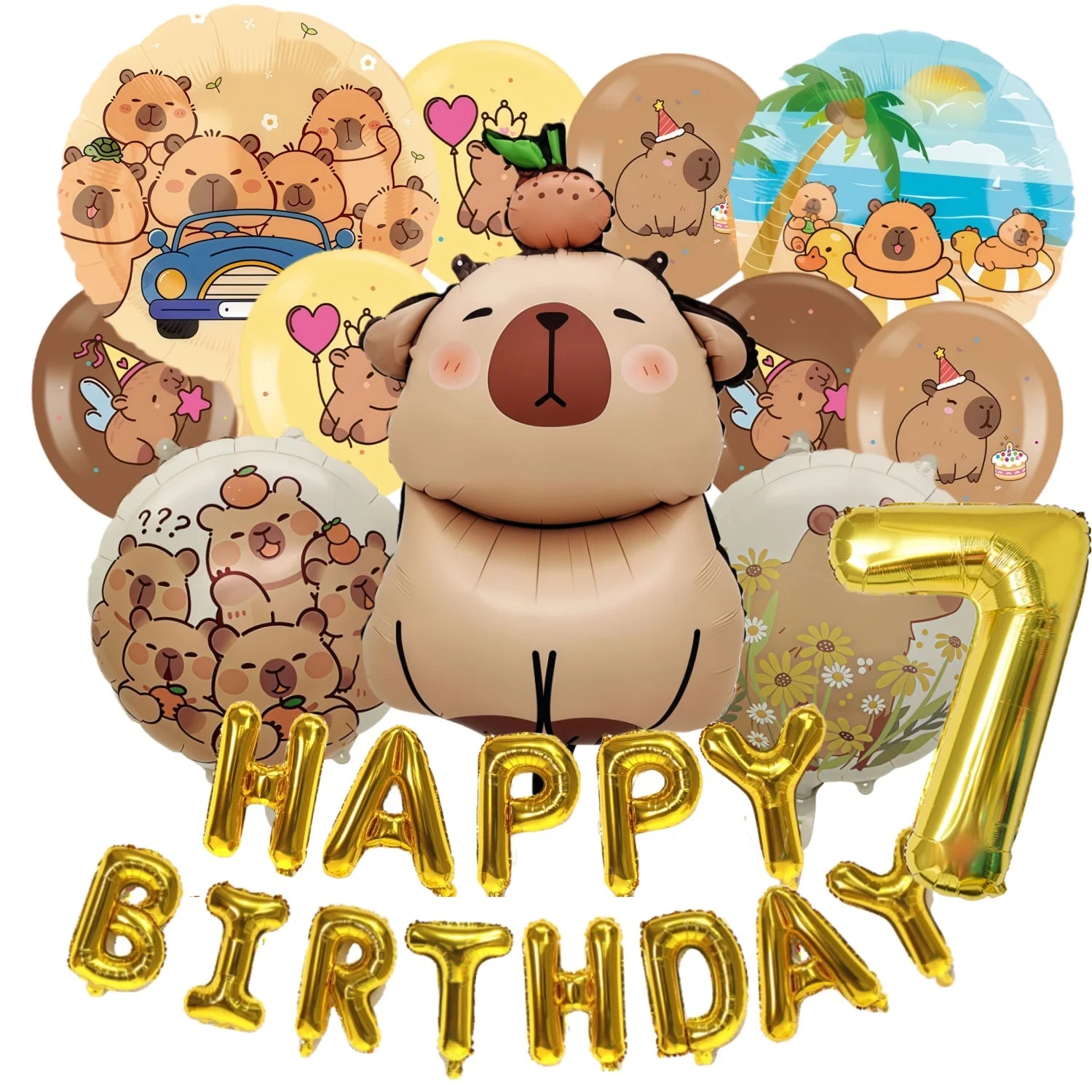 Child Capybara Balloons Capybara Party Decoration Balloons Aluminium Balloon Globos Baby Shower Capybara Party Favors Supplies