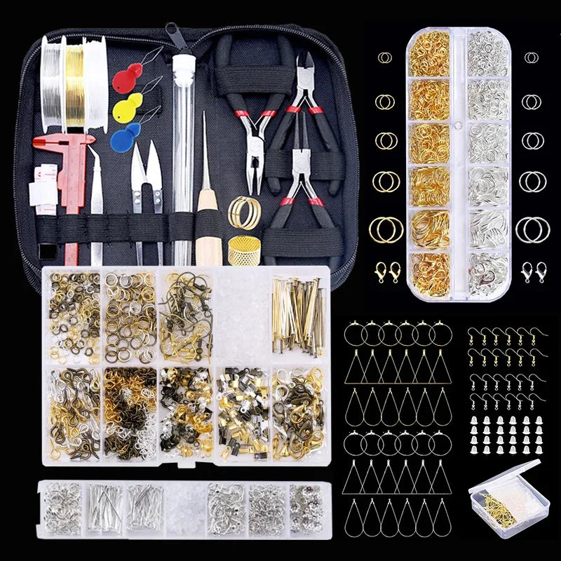 Jewelry Making Supplies Kit with Jewelry Tools, Jewelry Copper Wires Thread and Jewelry Findings for Jewelry Making