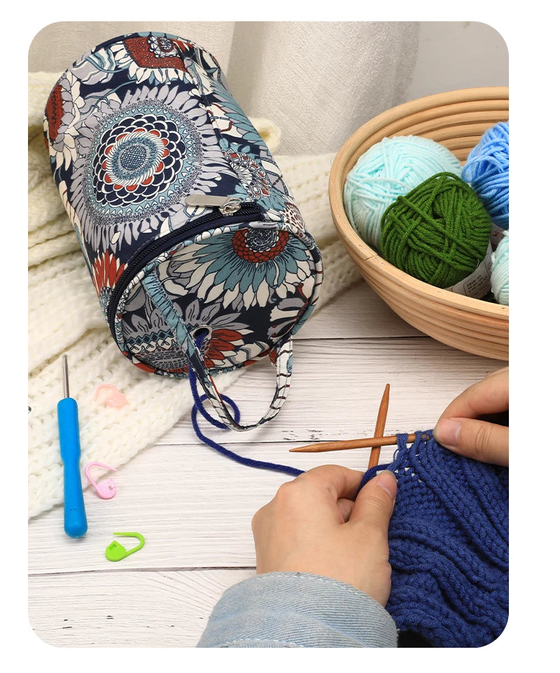 Hot New Small Yarn Storage Bag Empty Flower Knitting Tote Bag Waterproof Crochet Hooks Bag For Sewing Accessories Tools Gift
