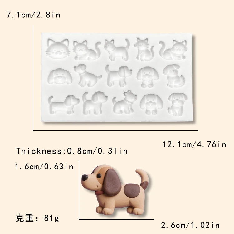 Farm House Animals Silicone Molds Squirrels Cats Dogs Chickens Cattle Sheep Diy Baking Tools Cake Decoration Accessories