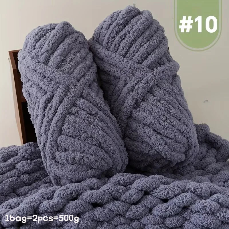 Premium Gradient Cat Tail Yarn 2-Pack - Extra Thick Chenille Plush Yarn 500g