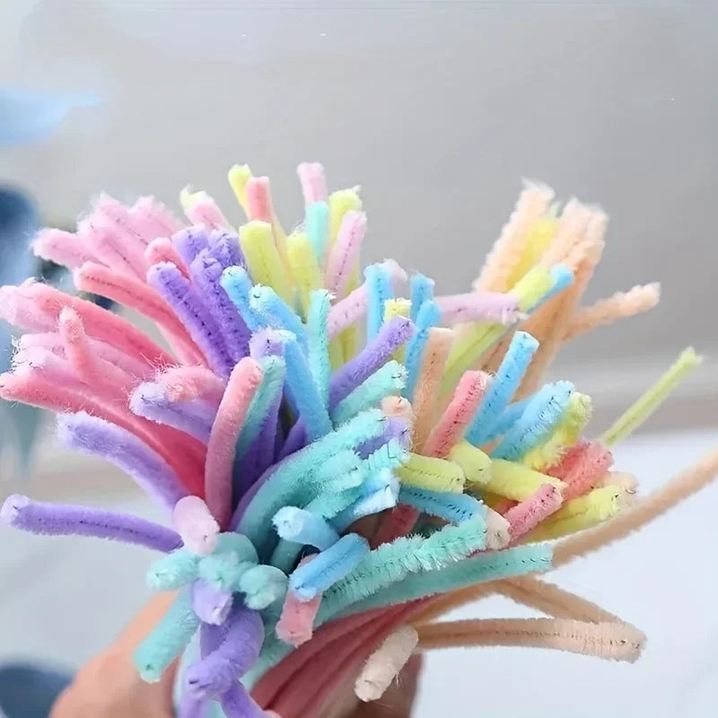 Colorful Chenille Stems Pipe Cleaners Plush Tinsel Stem Wired Sticks Twist Stick Hair Strip DIY Craft Educational Toys Wholesale
