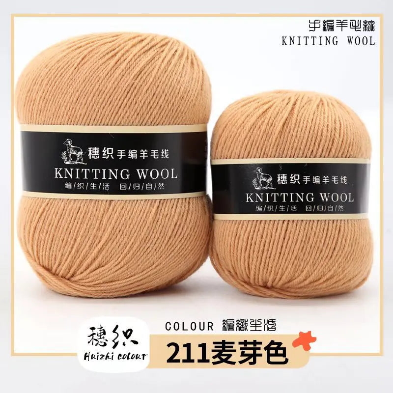 Hand Knitted Four-Ply Wool Yarn Medium Fine for Sweater Scarf Hat Pure Color Wool Yarn Spun Yarn from Hebei Mainly for Hand K...