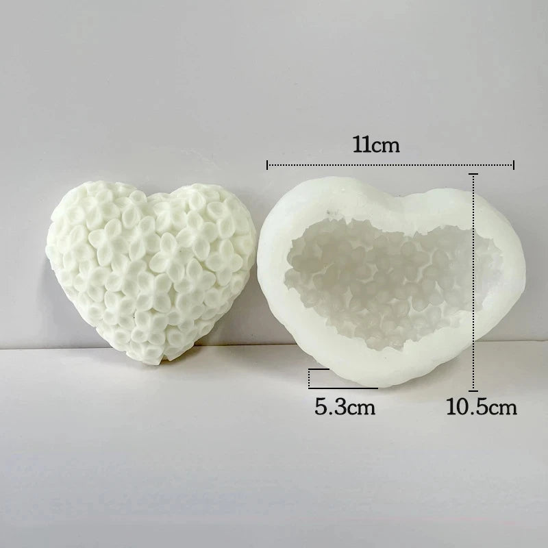 3D Heart-shaped Flower Silicone Candle Molds DIY Love Chocolate Cake Baking Soap Gypsum Handicraft Making Valentine's Day Gift