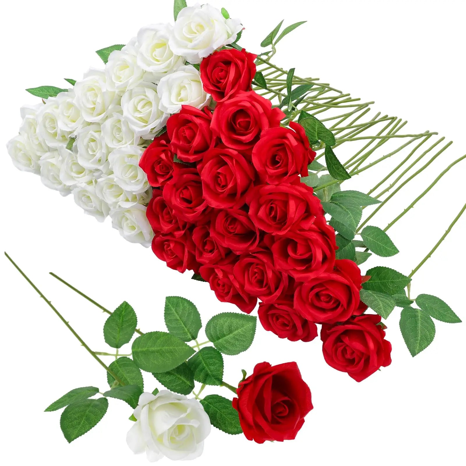 12-200Pcs Artificial Rose Flower Silk Roses with Diamond Valentine's Day Gift Fake Roses Red Roses for DIY Wedding Party Decor