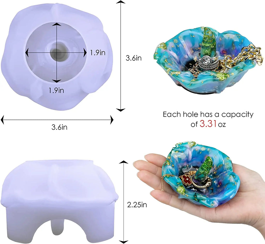 Ring Holder Resin Mold, 1Pcs Rose Ring Dish Silicone Molds for Epoxy Resin, Silicone Resin Molds for DIY Jewelry Holder Dish, Re