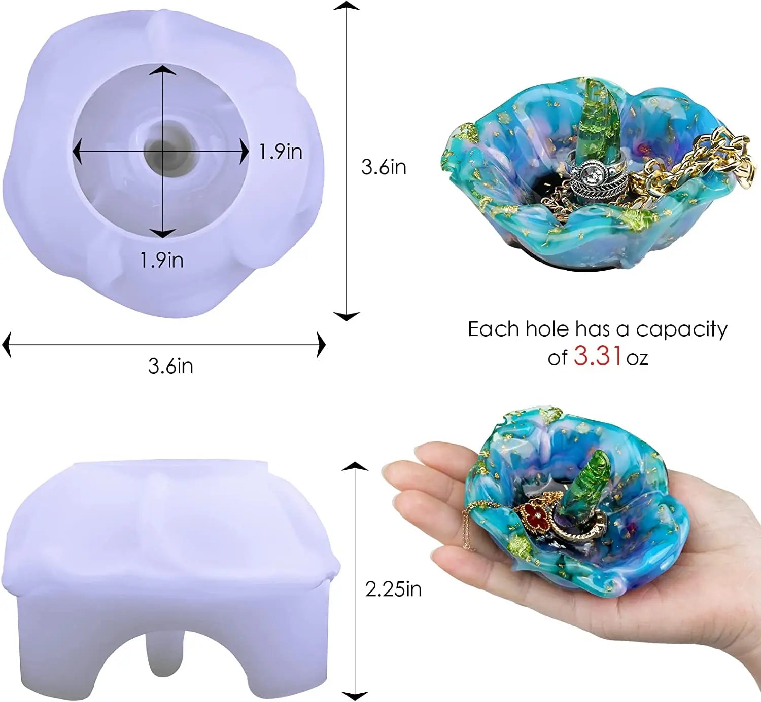 Ring Holder Resin Mold, 1Pcs Rose Ring Dish Silicone Molds for Epoxy Resin, Silicone Resin Molds for DIY Jewelry Holder Dish, Re