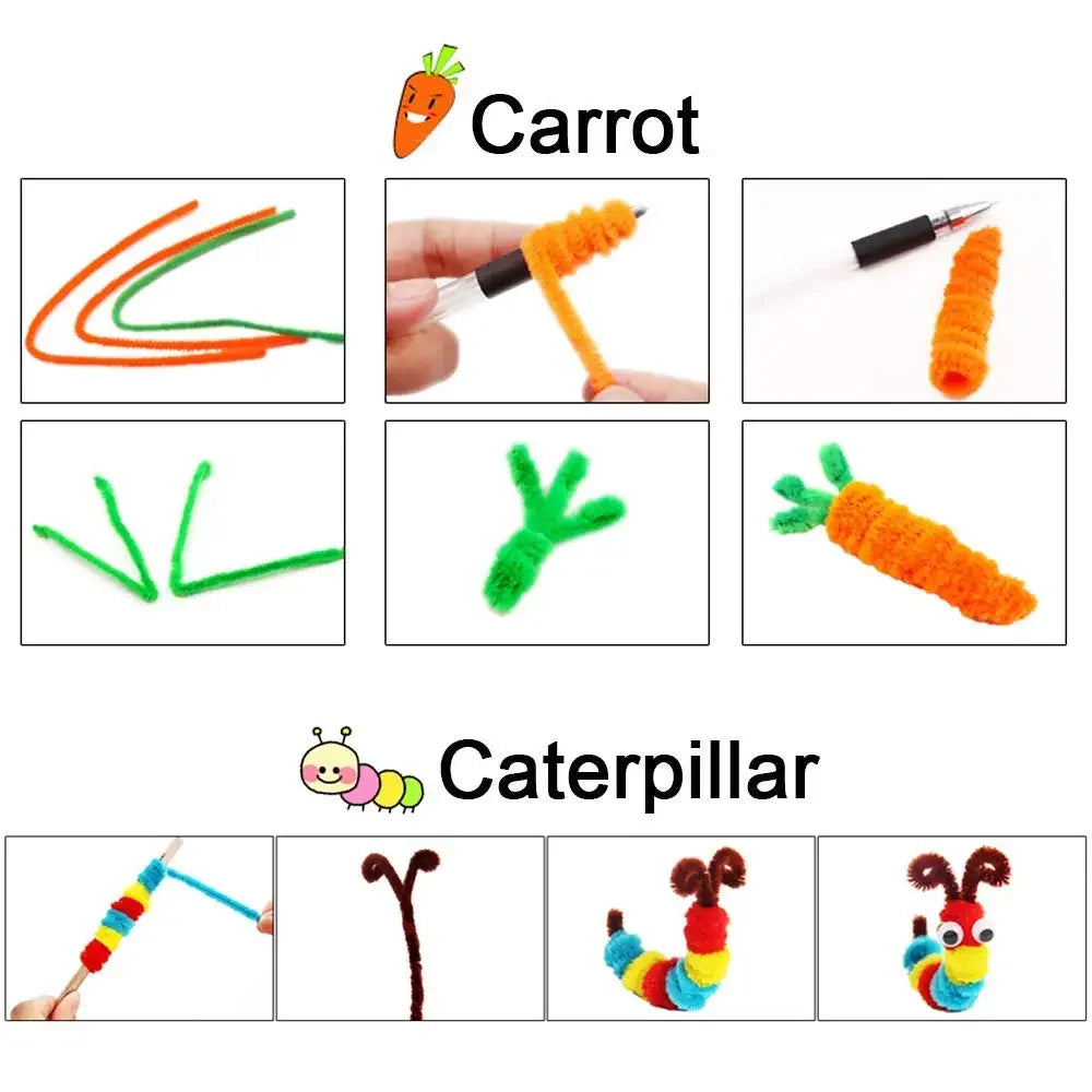 100pcs Colorful Chenille Stems Pipe Cleaners Kids Educational Toys Handmade Plush Tinsel Twist Sticks For DIY Craft Supplies