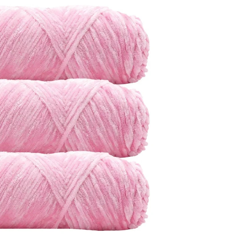 3 Pack Edelweiss DIY Material Pleuche Chenille Yarn Gold Luster Velvet Knitting Woven for Pendant / Sweater 300g 540m