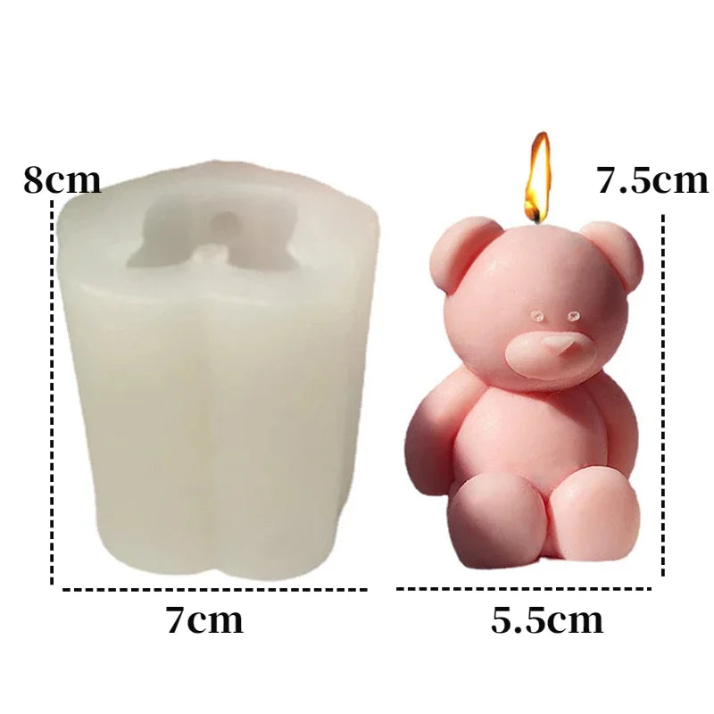 S，M，L Size Bear Silicone Candle Mold 3D Smiling Fat Bear Craft Plaster Resin Mold Handmade Soap Candle Making Supplies Home Gift