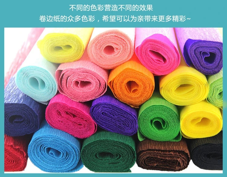 Color Handmade Crepe Paper Diy Paper Flower Material Gift Paper Roll Edge Paper Kindergarten Handmade Flower Origami