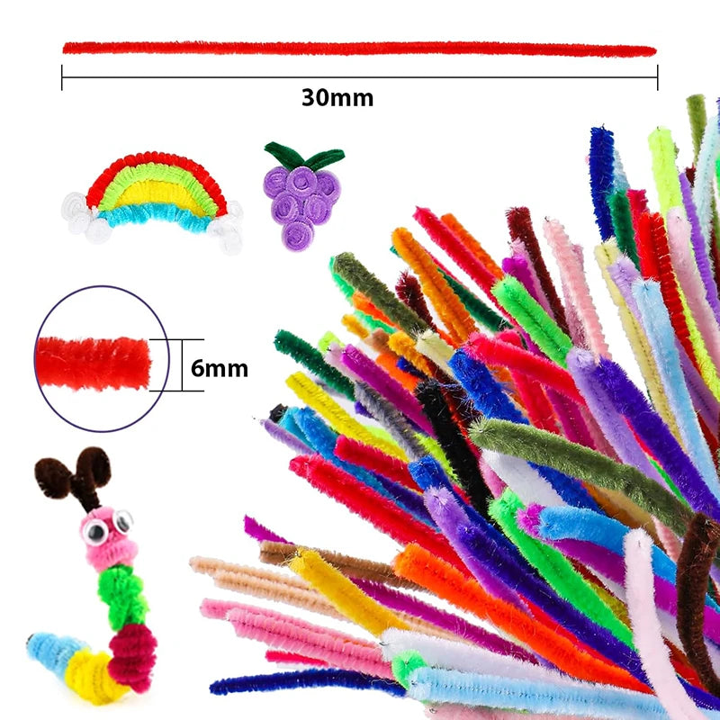 Chenille Stem Plush Stick Kids DIY Creative Toy Chenille Sticks Cleaners Kindergarten Educational Handmade Material Plush Strips