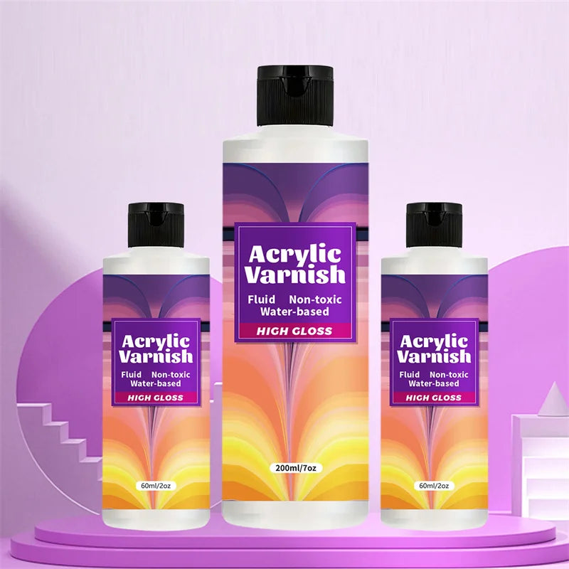 60/120/200ML Acrylic Varnish High Gloss Finish Protective for Paintings Non-Yellowing Waterproof Sealant For DIY Crafts And Art