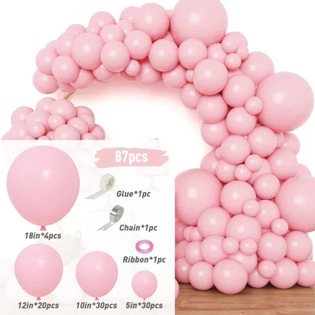 87Pcs Black Pink Latex Balloon Set Suitable for Birthday Parties, Weddings, Valentine's Day Party Decoration Supplies