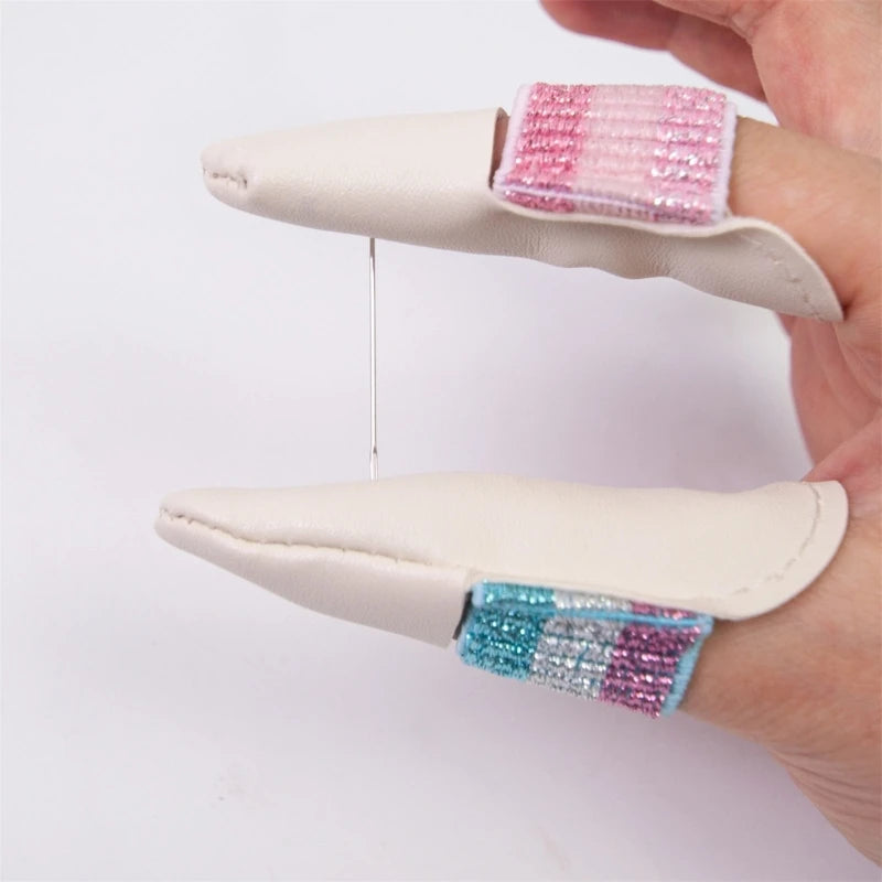 2pcs/Pair Knitting Finger Protector Leather Thimbles Embroidery Crochet Finger Guard Thimble Protector for Craft Needlework
