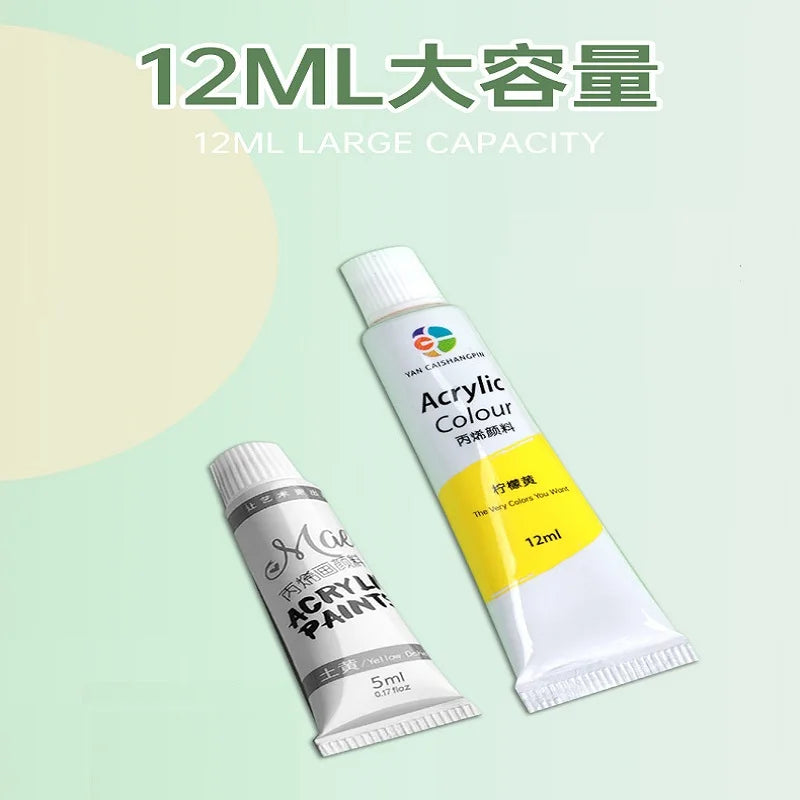 Acrylic Pigment 12/18/24/36 Colors 12ml Set Children's Painting And Oil Painting Beginners Non-Toxic Quick Drying Art Supplies