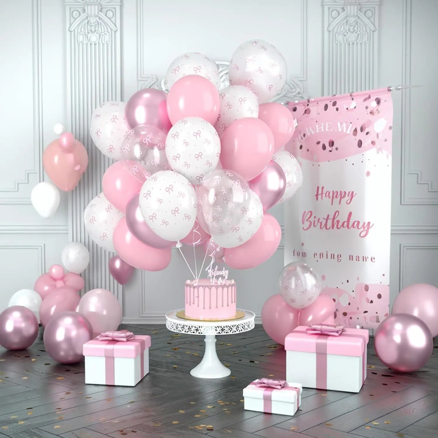 12 Inches Bow Balloons for Women Pink Birthday Party Bachelorette Bridal Engagement Bow Theme Wedding Anniversary