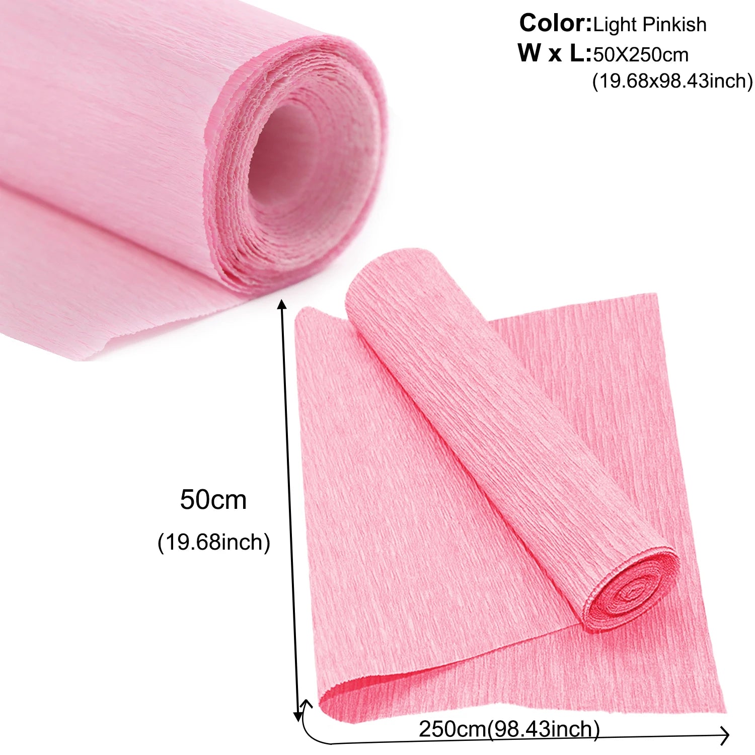 50x250cm 12 Colors Colored Crepe Paper Roll Origami Crinkled Crepe Paper Craft DIY Flowers Decoration Gift Wrapping Paper Craft