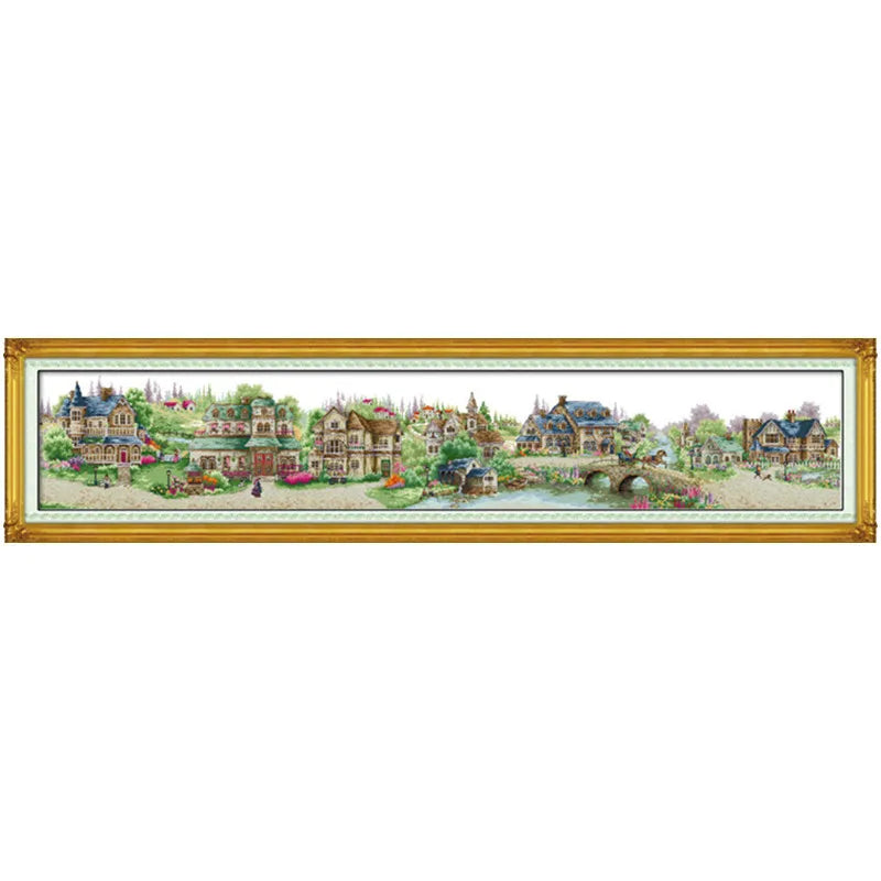 European Town Embroidery Cross Stitch Kit Unprinted Patterns 11 14CT Needlework DIY DMC Counted Cross Stitch Kits for Home Decor