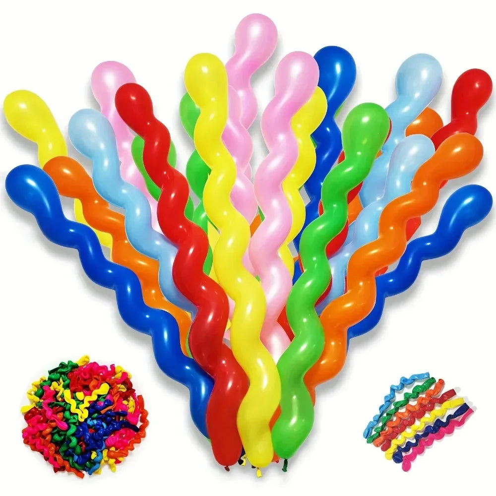 100 colorful latex spiral twisted balloons -40 inches rainbow color, suitable for birthday, wedding, holiday party decoration