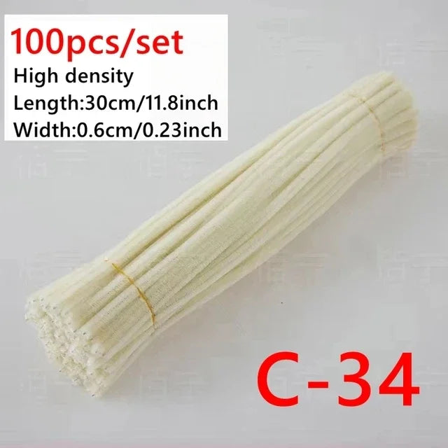 100pcs Colorful Chenille Stems Pipe Cleaners Kids Educational Toys Handmade Plush Tinsel Twist Sticks For DIY Craft Supplies