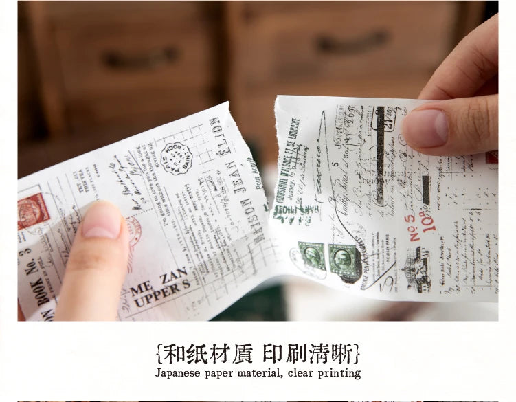 70mm * 200cm/roll retro style text manuscript theme Washi tape Collage Junk Journal Background Decoration sticker DIY scrapbook