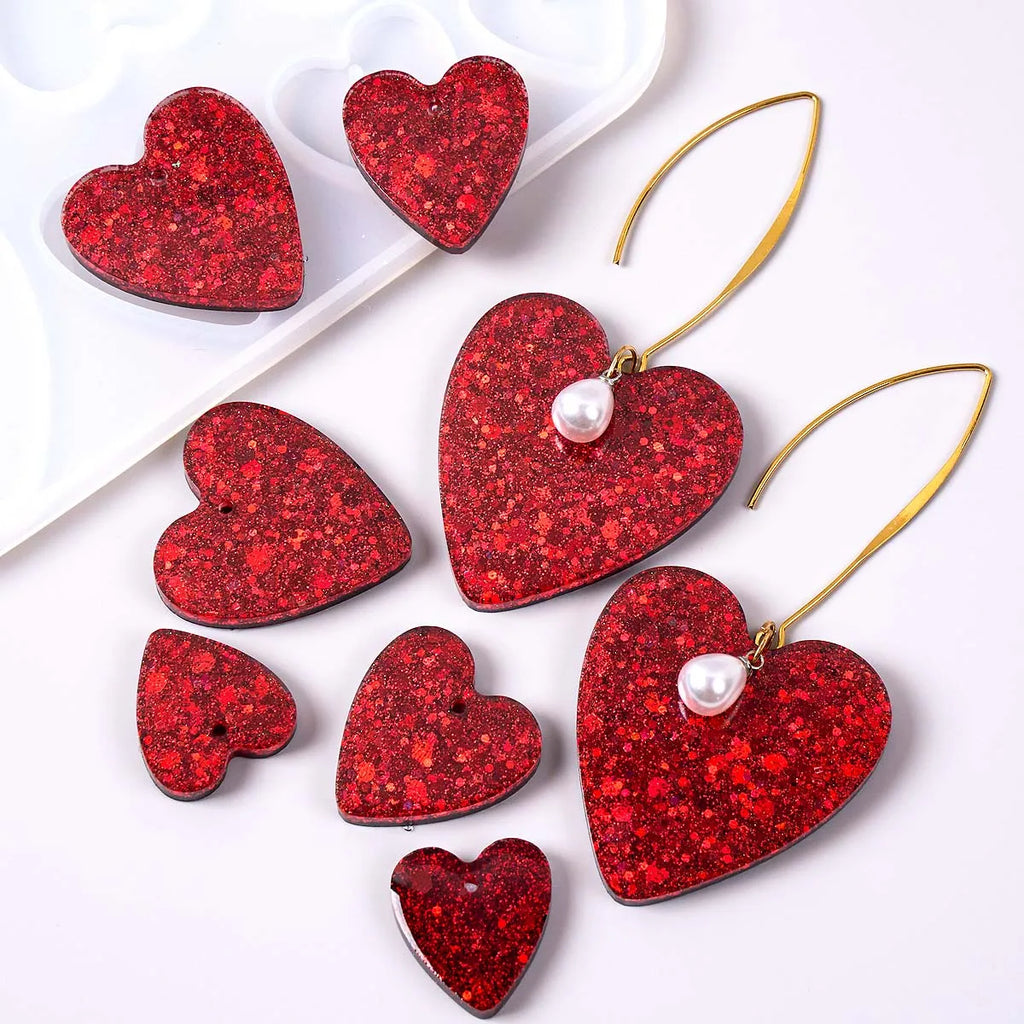Heart Shape Earring Pendant Silicone Mold DIY Love Series Keychain Epoxy Resin Mold Valentine's Day Jewelry Making Accessories