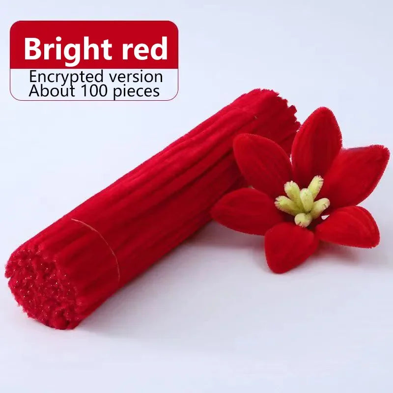 100pcs Chenille Stems Toys DIY Strips Twist Bar Anvil Wire Craft Pipe Creative Hobby Children Plush Stick Chenille Sticks