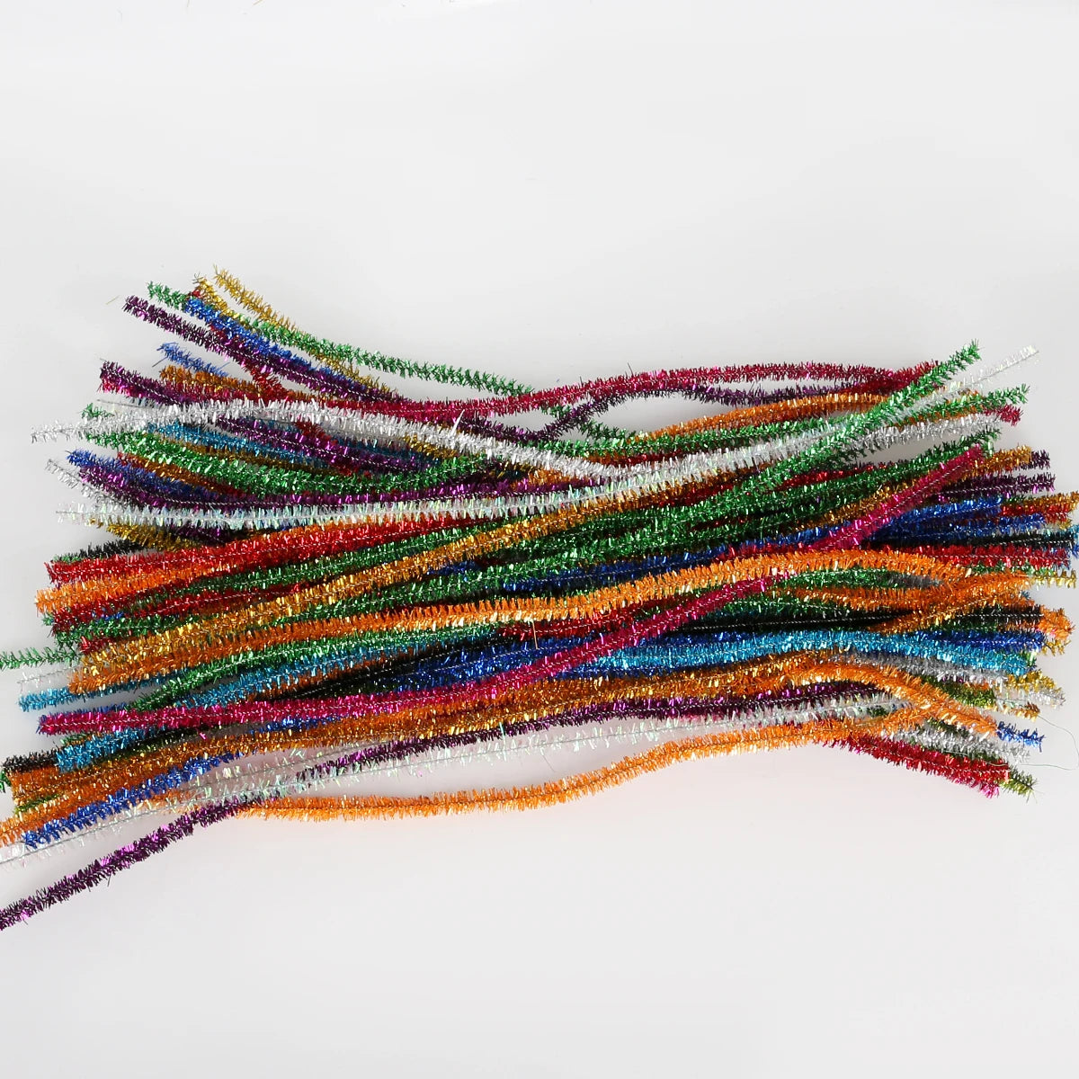 100Pcs Glitter Chenille Stem Pipe Cleaner Plush Stems Wired Sticks Kids Educational DIY Supplies Toys Making Decoration Material