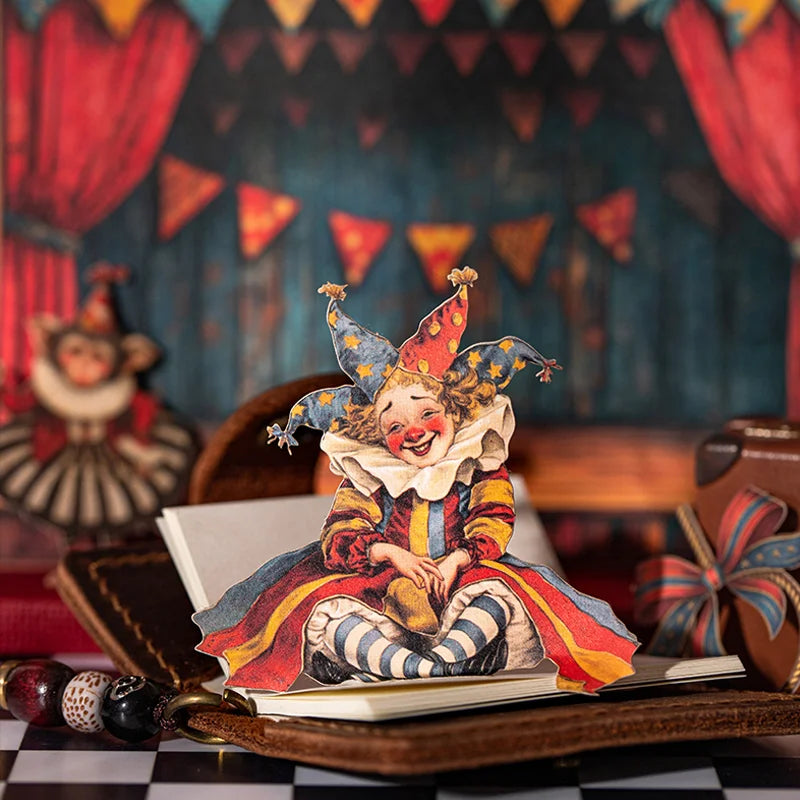 Mr. Paper Carnival Party Stickers 15pcs - Circus Diorama Card Decals, Creative Journal Collage, Themed Diary Decor DIY Scrapbook