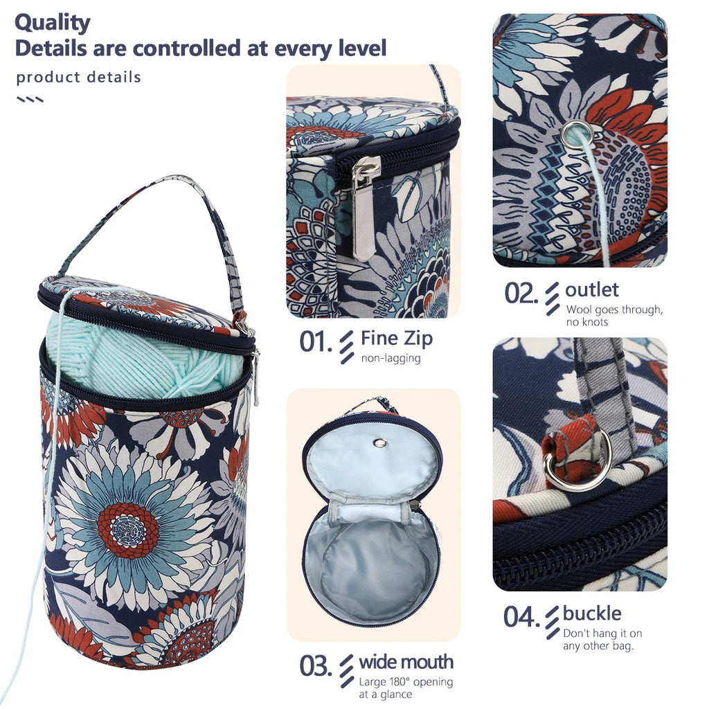 Hot New Small Yarn Storage Bag Empty Flower Knitting Tote Bag Waterproof Crochet Hooks Bag For Sewing Accessories Tools Gift