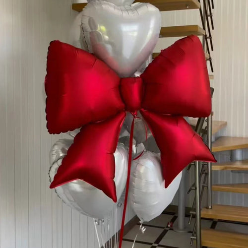 1 pack of bow-shaped aluminum foil balloons, suitable for birthday party, anniversary party, anniversary party decoration