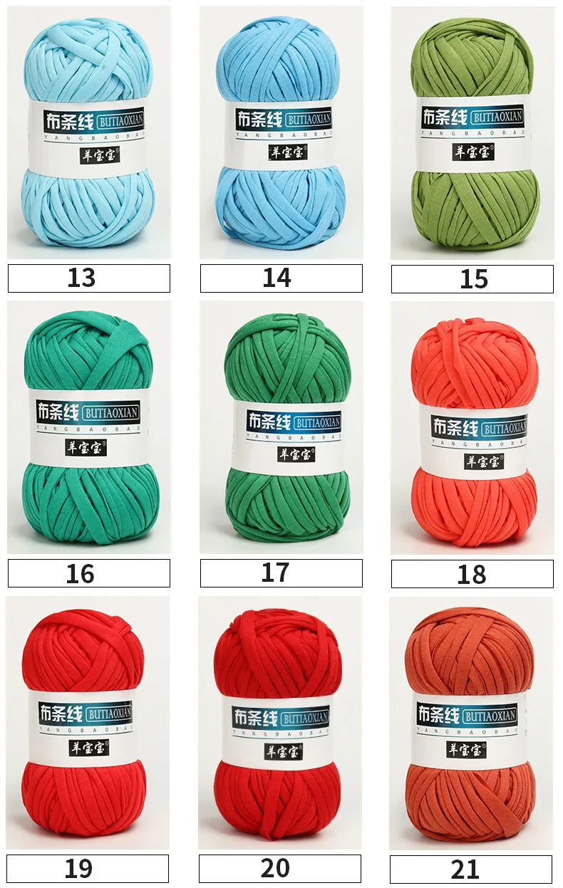 100g T Shirt Knitting Yarn For Crochet Bag Hat Slippers Coaster Blanket Thread Soft Polyester Woven Yarn Thick Soft Cloth Yarn