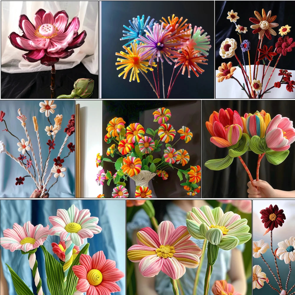 100pcs Chenille Stems Toys DIY Strips Twist Bar Anvil Wire Craft Pipe Creative Hobby Children Plush Stick Chenille Sticks ﻿