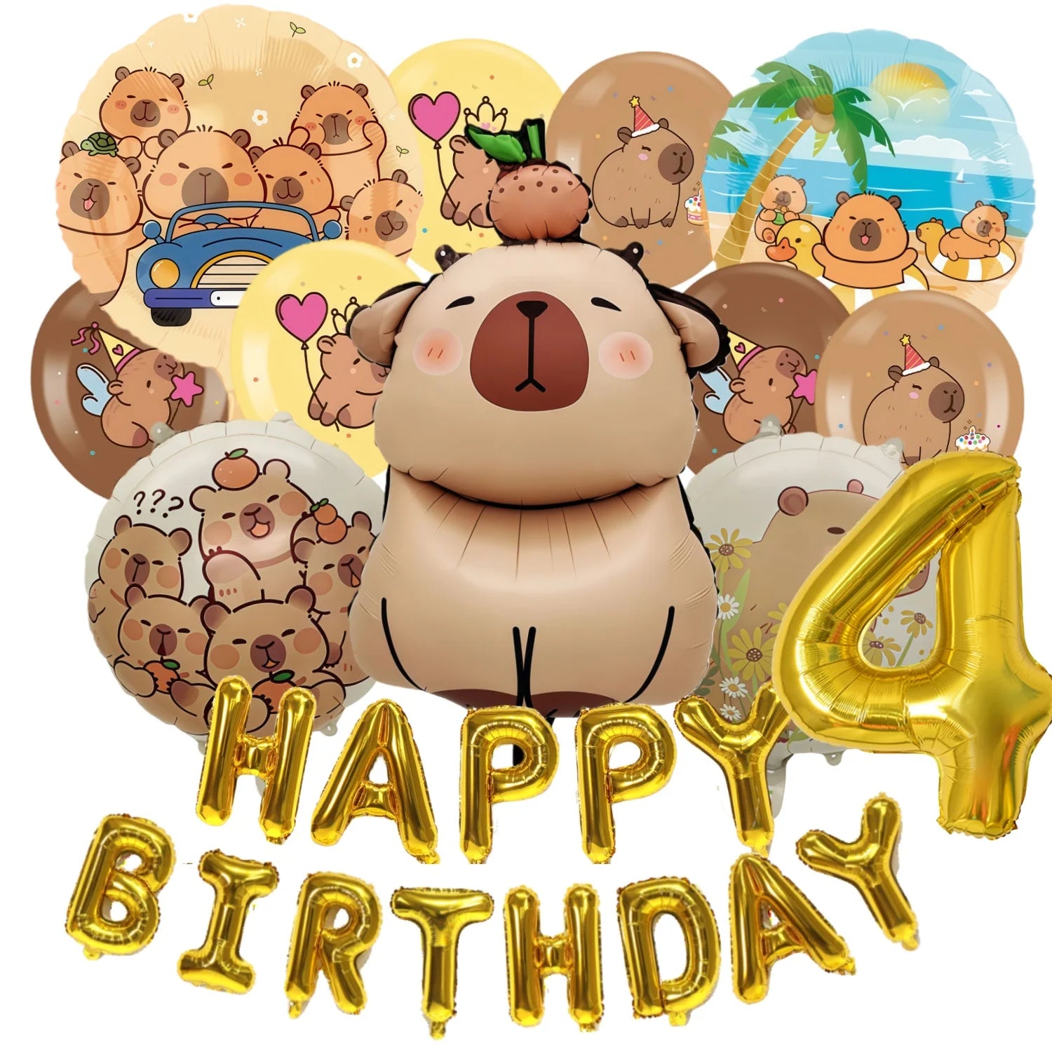 Child Capybara Balloons Capybara Party Decoration Balloons Aluminium Balloon Globos Baby Shower Capybara Party Favors Supplies