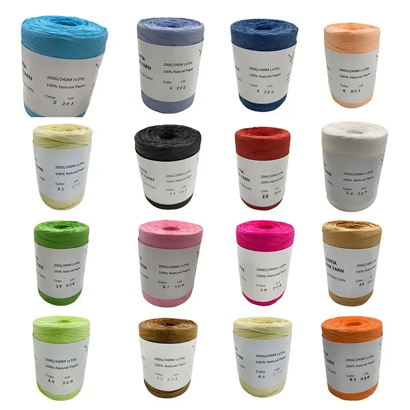 240M Home Decoration Knitting Yarn 100% Natural RAFFIA Paper Yarn Braided Cord Supplies Fiber Paper Rope DIY Summer Bag DIY